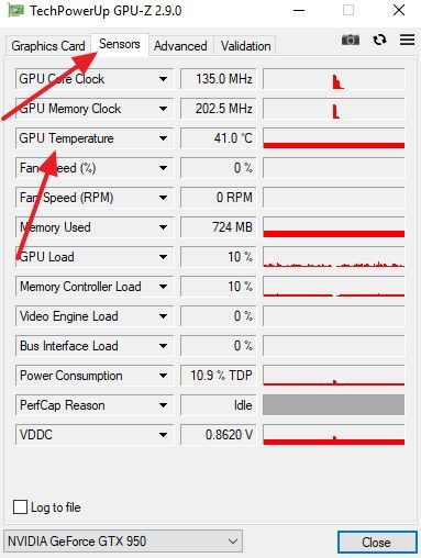 температура GPU в GPU-Z