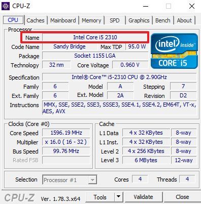 процессор в CPU-Z