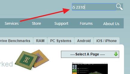 поиск процессора на сайте cpubenchmark.net
