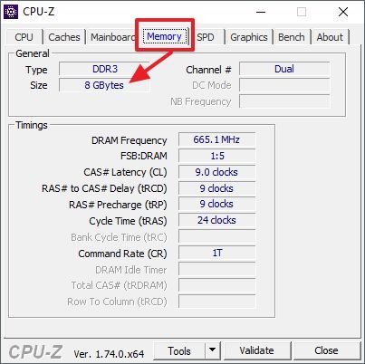 объем оперативной памяти в CPU-Z