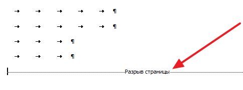 разрыв страницы в Word