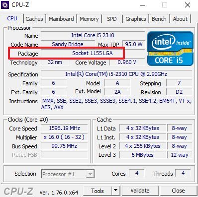 название сокета в программе CPU-Z