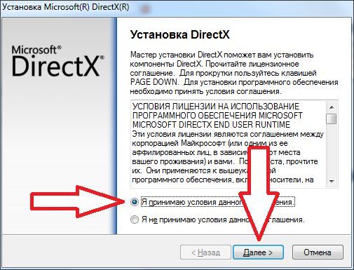 следуем инструкциям веб-установщика DirectX