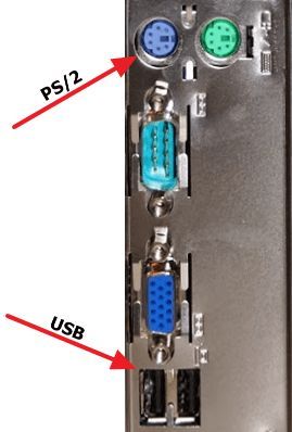 разъемы PS/2 и USB для подключения клавиатуры
