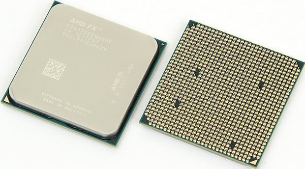 Процессор AMD FX с передней и тыльной стороны
