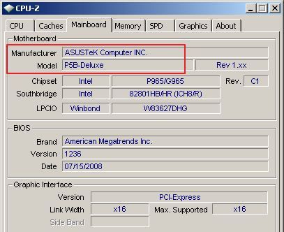 название материнской платы в программе CPU-Z