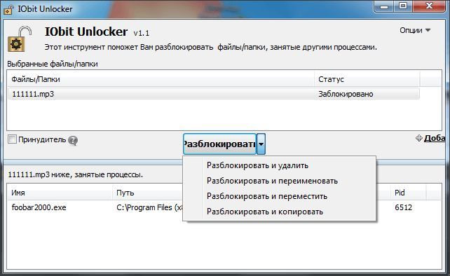 удаление не удаляемых файлов через IObit Unlocker