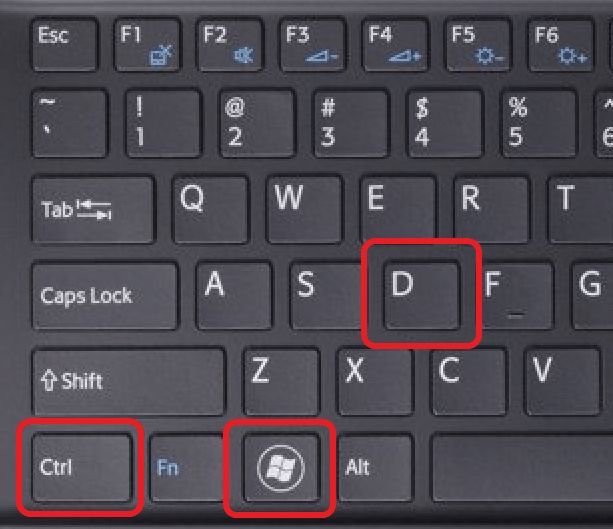 комбинация клавиш Windows+Ctrl+D