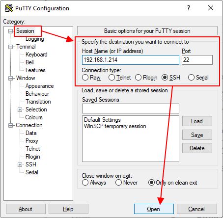 подключение по ssh через программу PyTTY