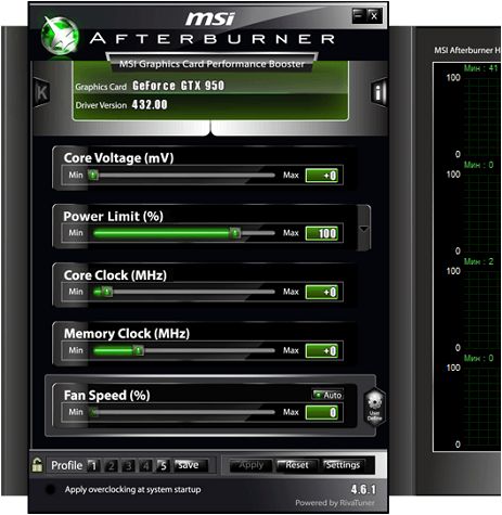 интерфейс MSI Afterburner