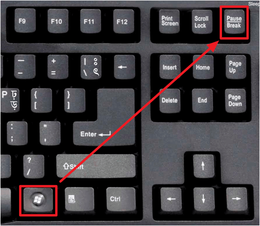 комбинация клавиш Windows-Pause/Break