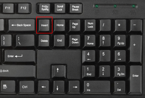 клавиша INS (Insert) на клавиатуре