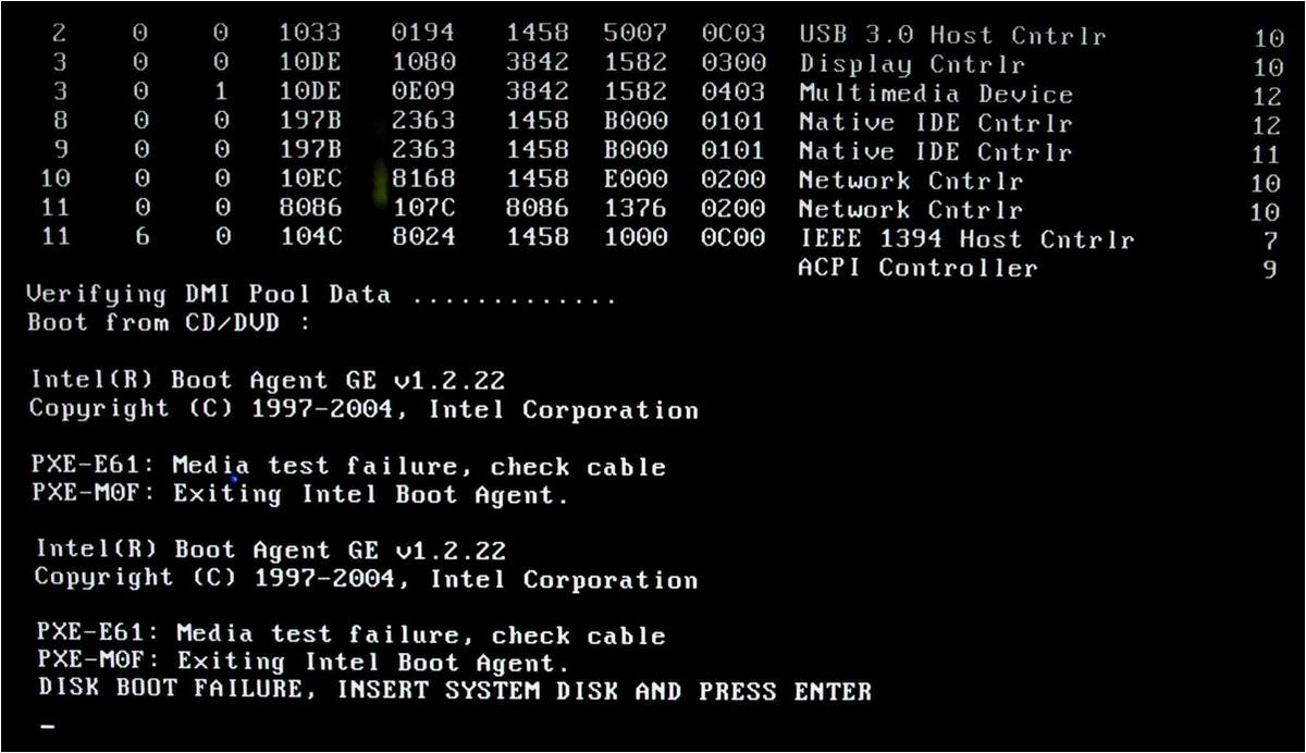 Как решить проблему Disk Boot Failure, Insert System Disk and Press Enter при загрузке ПК или ноутбука  