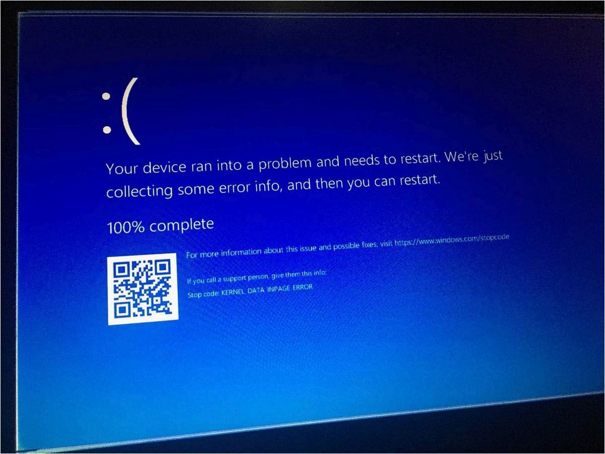 Синий экран KERNEL DATA INPAGE ERROR и способы ее решения